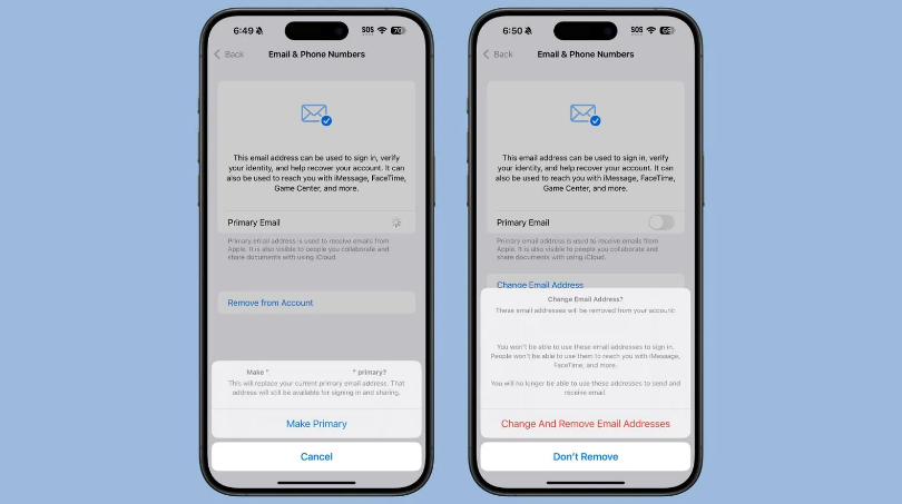 石河子苹果手机维修分享苹果 iOS 18.1 支持设置“主要”邮箱地址并更改 iCloud 邮箱 